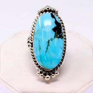 Navajo Handmade Sterling Turquoise Ring Sz 7